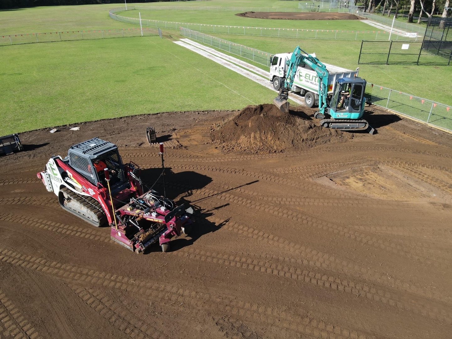 Laser-graded turf sports diamonds at Cow Pasture Reserve for Camden Council
