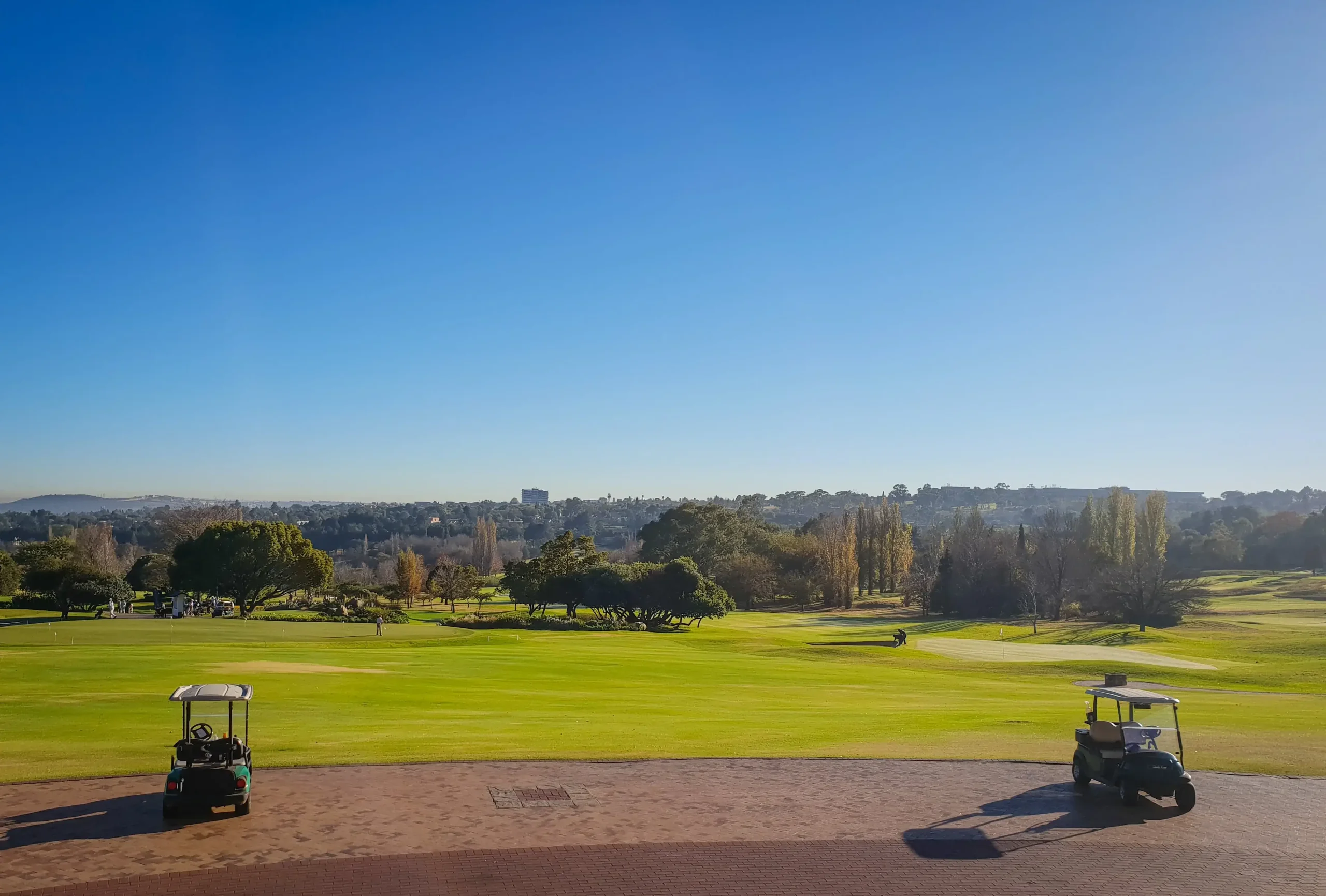 An immaculate, closely-mown green turf surface